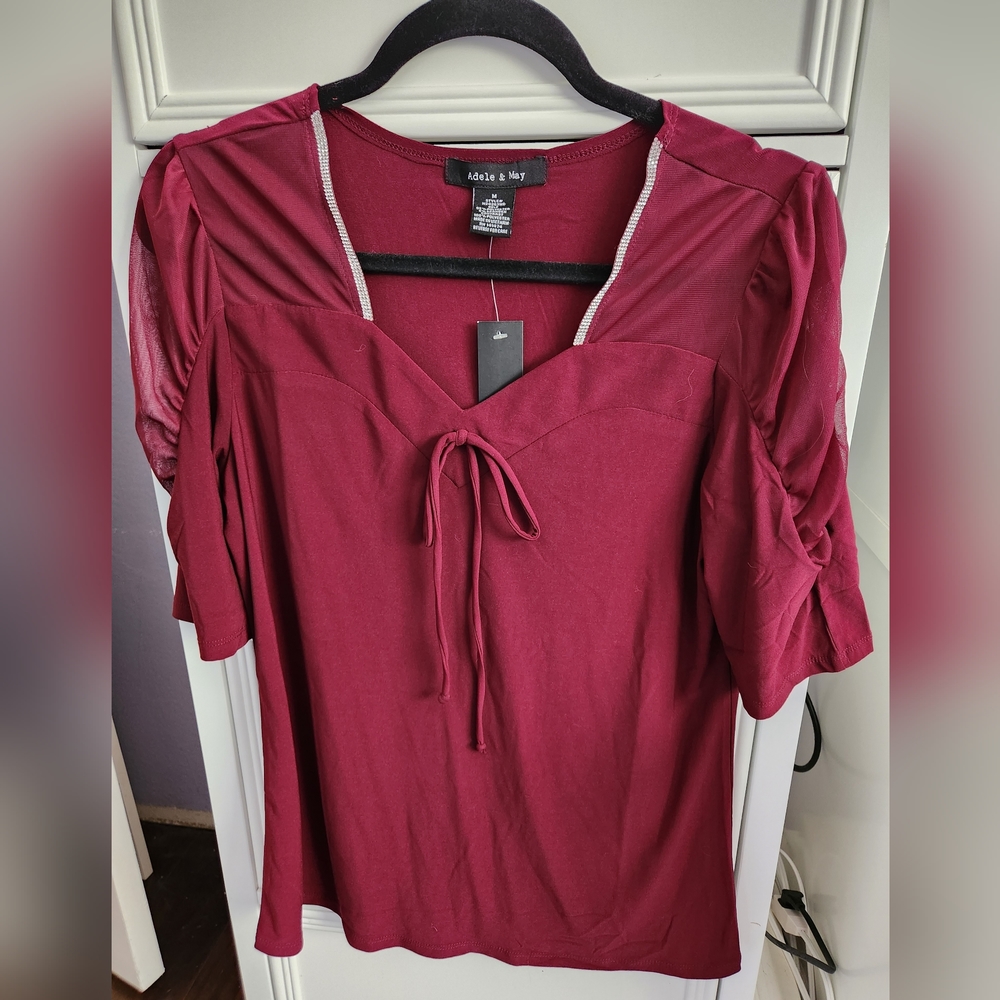 Adele & May Wine Red Tie-Front Women’s Top